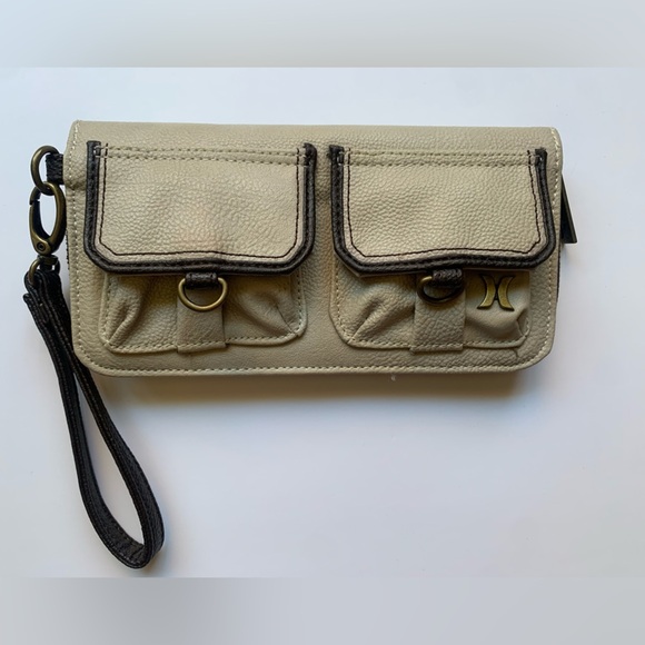 Hurley Beige Wristlet Wallet with Dual Front Pockets - Picture 1 of 8